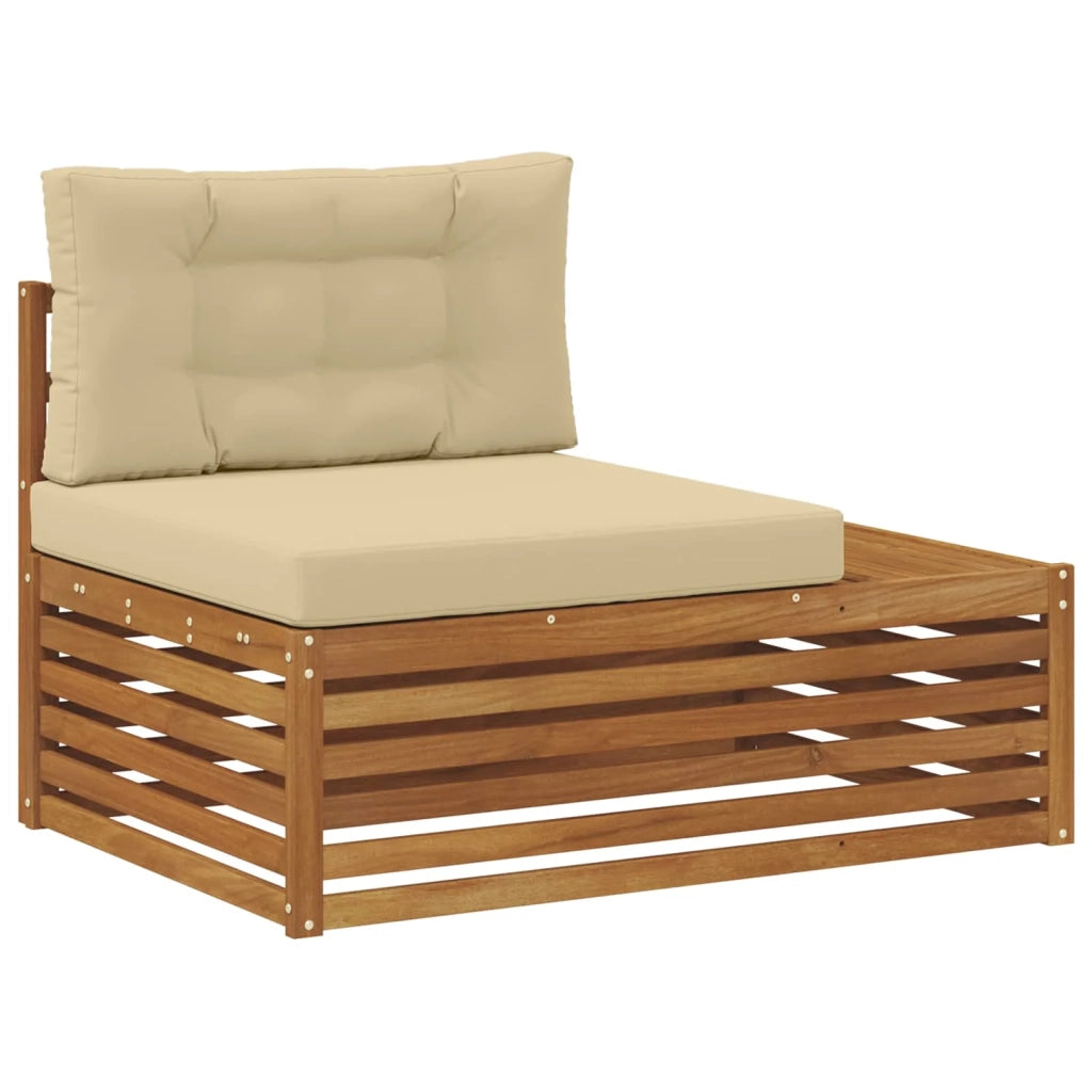 Set di divani da esterno con cuscino 7 Pezzo Naturale e Beige 3374108