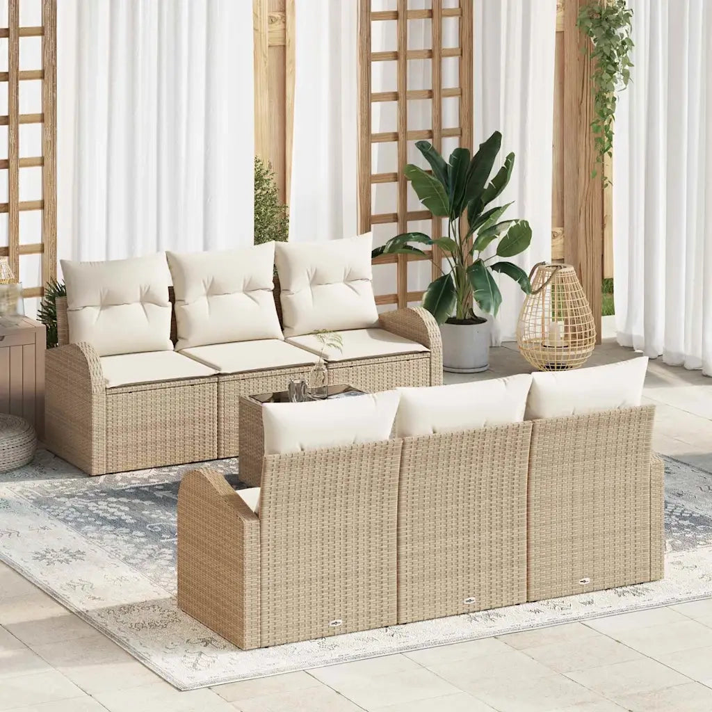 Set Divano da Giardino Beige 55 x 55 x 37 cm polyrattan 3345931