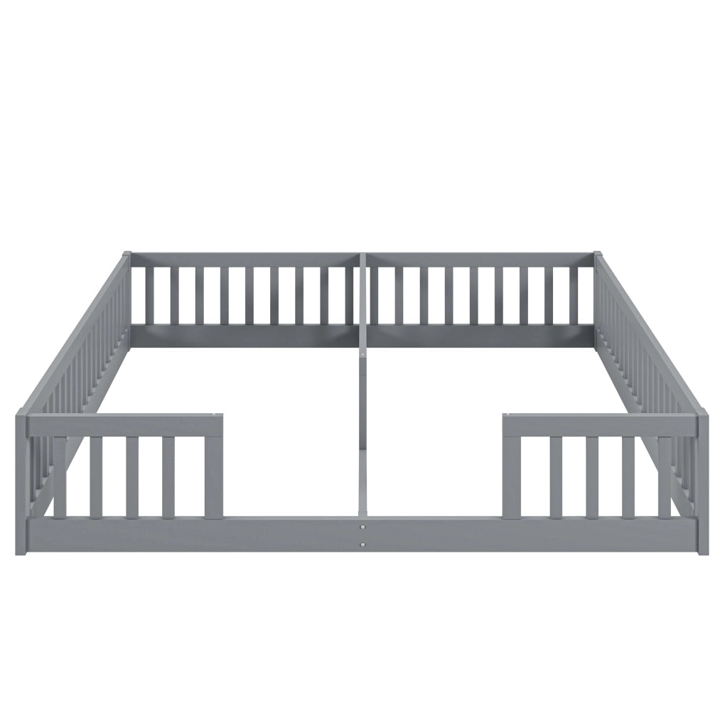 Letto per bambini con sponde di sicurezza; 90x200 cm; pino e MDF; grigio