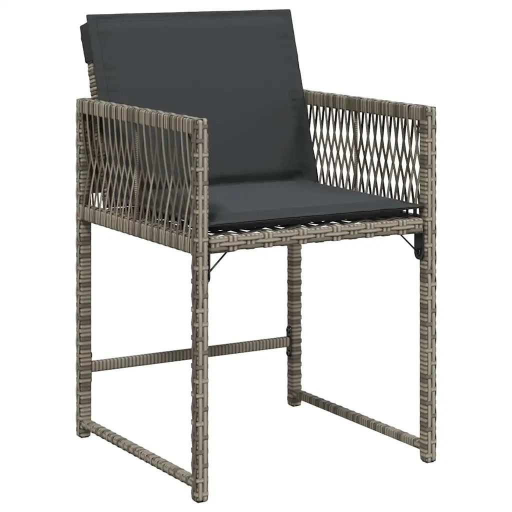 Set da Pranzo per Giardino 5 pcs Grigio polyrattan