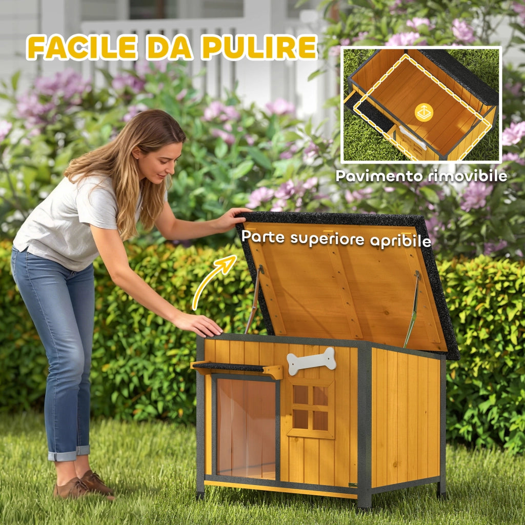 Cuccia per Cani da Esterno in Legno e Acciaio ¨C Minimal ¨C Giallo