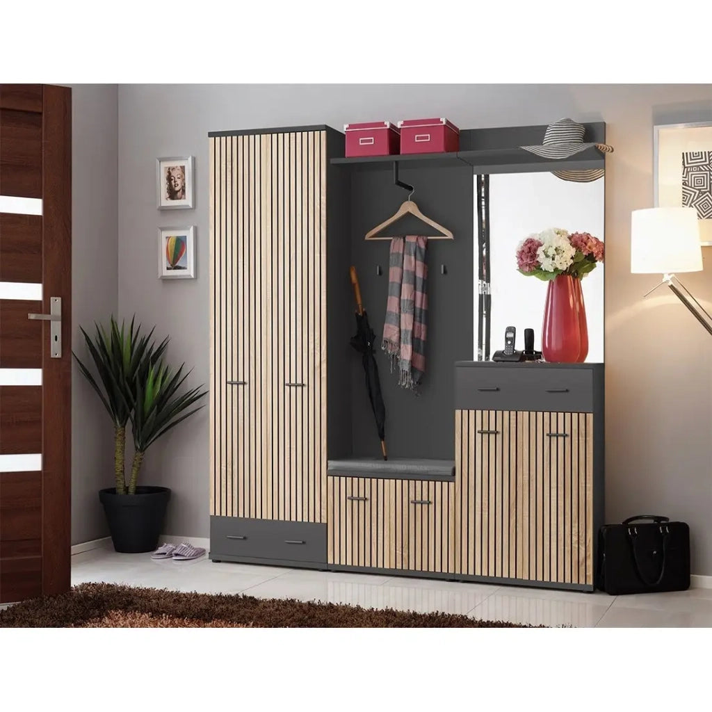 Mobile da ingresso POLO – Armadio, mobile per scarpe, cassettiera, specchio, guardaroba