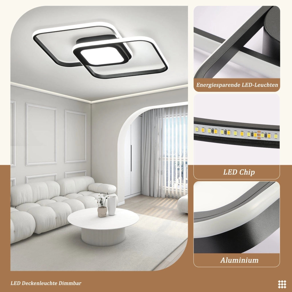 ZMH Lampada da soffitto LED dimmerabile 48W con telecomando per corridoio