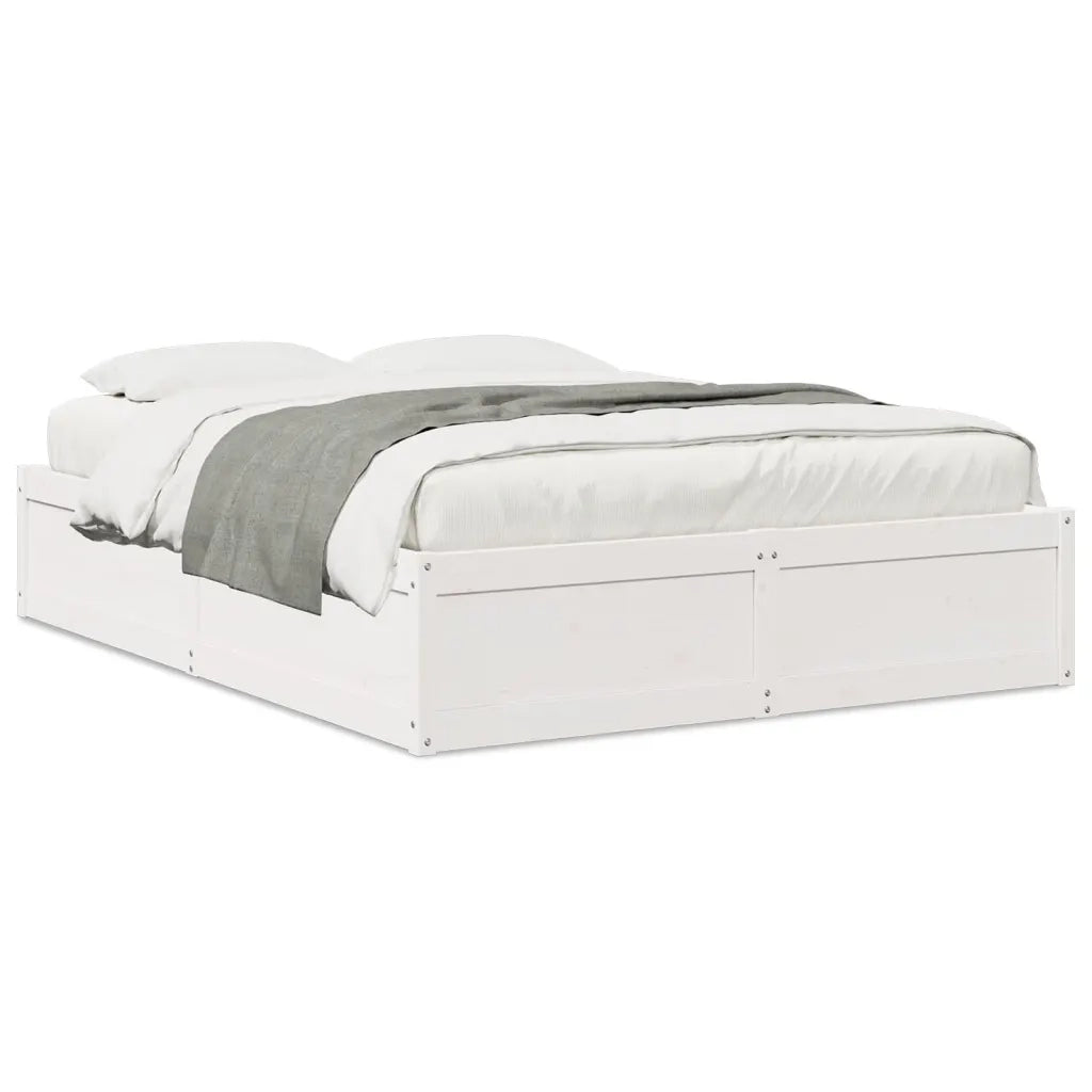 Letto senza Materasso-Struttura Letto Bianco 140x200 cm Legno Massello di Pino 260572