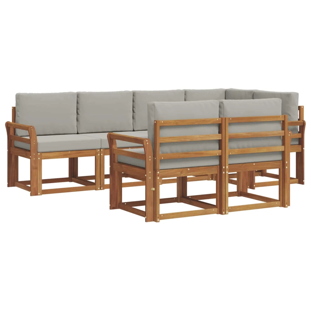Set di divani da esterno 7 pcs Grigio Naturale e Chiaro 3366534