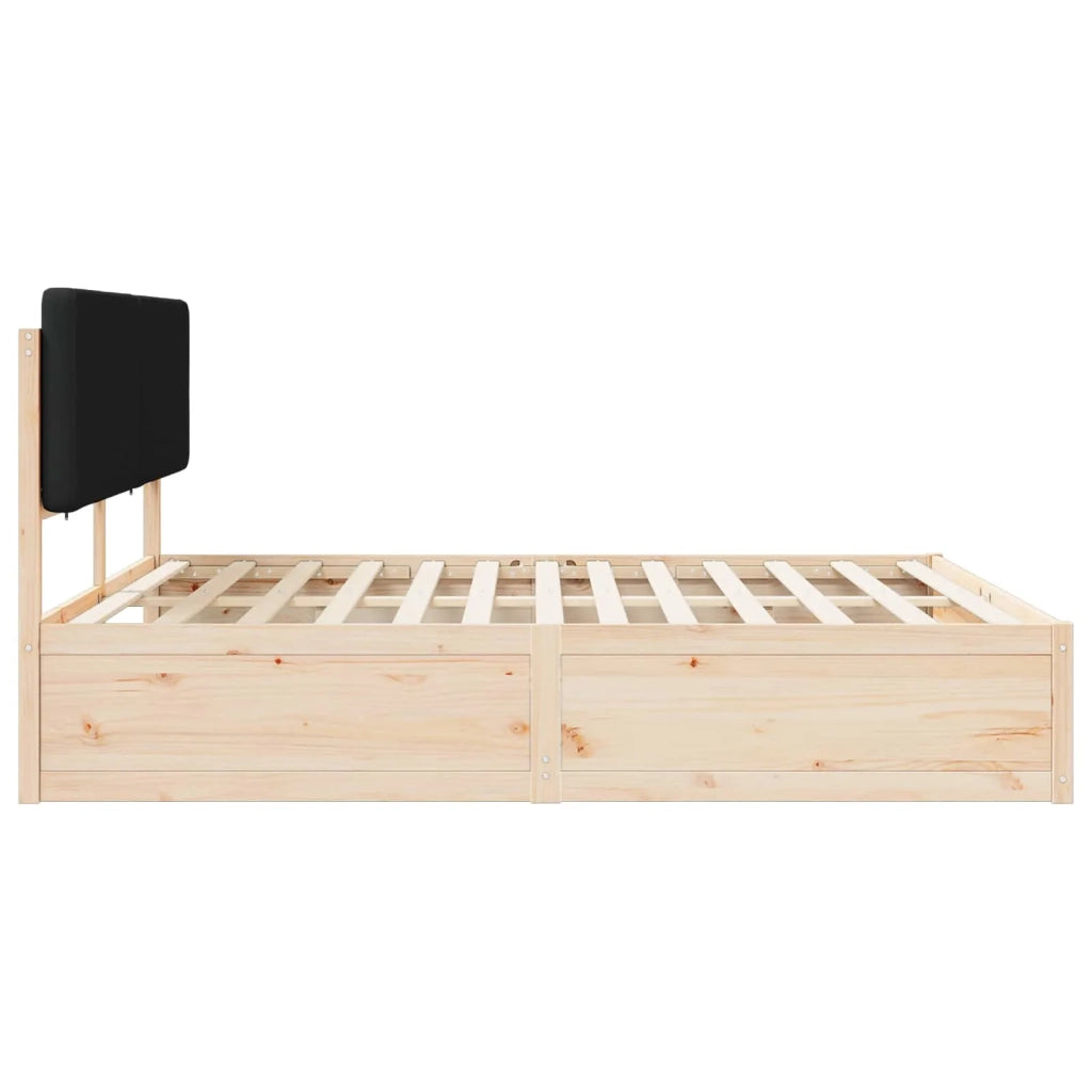 Letto con Testiera Rivestita-Struttura Letto con Testiera Nero 200 x 200 cm Pino massello 226882