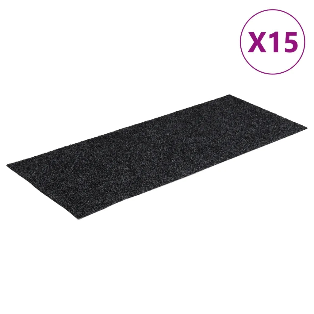 Tappetini per scale autoadesivi 15 pz | Gradini per Scale 60x25 cm Grigio Scuro Rettangolari