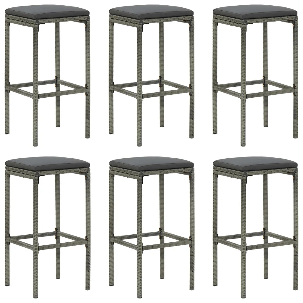 Set da Bar da Giardino 7 pz con Cuscini in Polyrattan Grigio 3064824