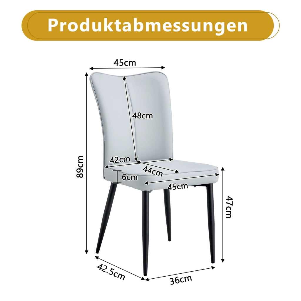 SEDIA da pranzo Set da 2 pezzi in PU grigio chiaro e metallo nero