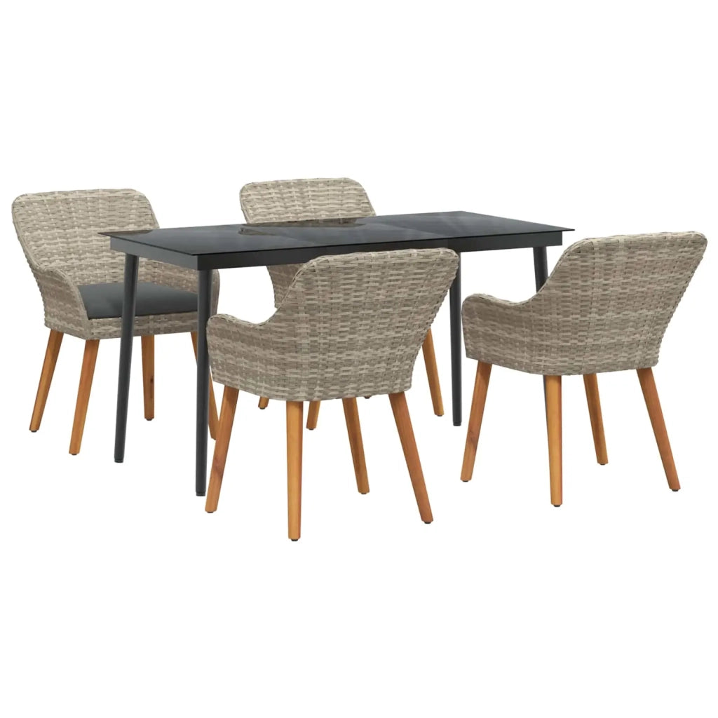 Set da Pranzo per Giardino 5 pcs Grigio chiaro polyrattan 3261707