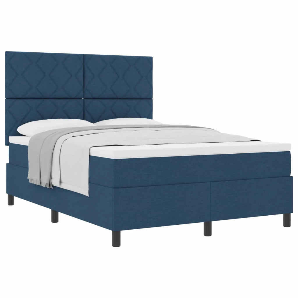 Letto a molle con testiera Blu 140 x 200 cm Tessuto 3339475