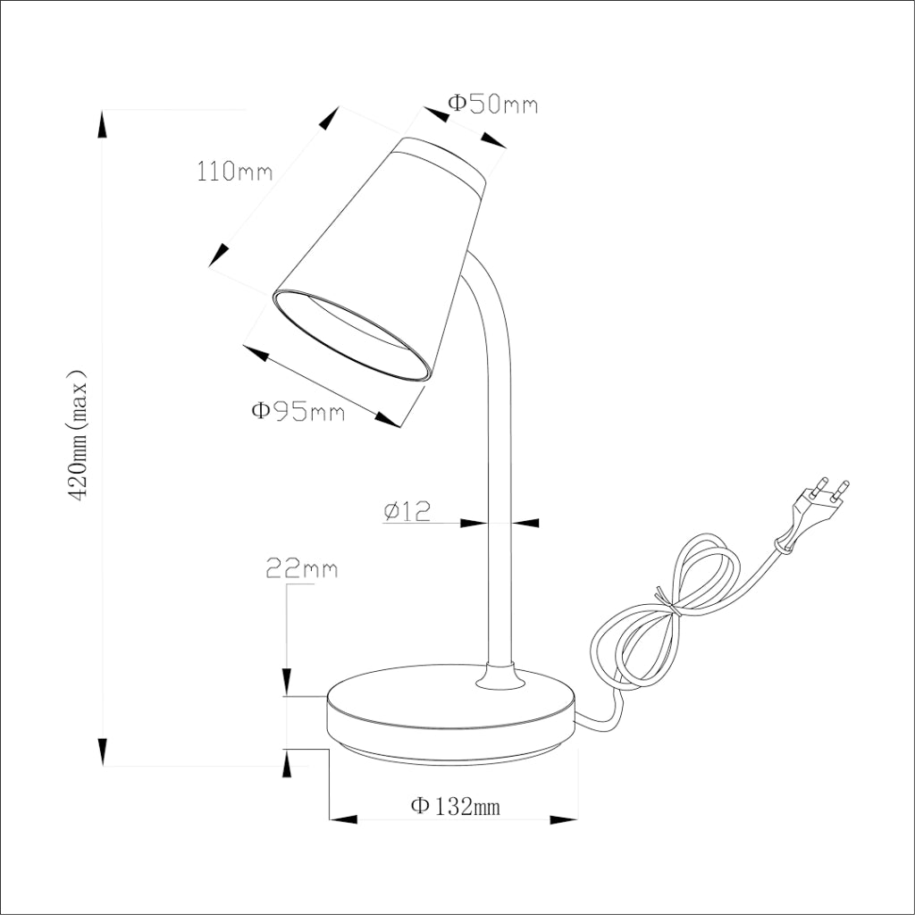 Lampada da scrivania nera flessibile LED 4,5W 4000K Chico