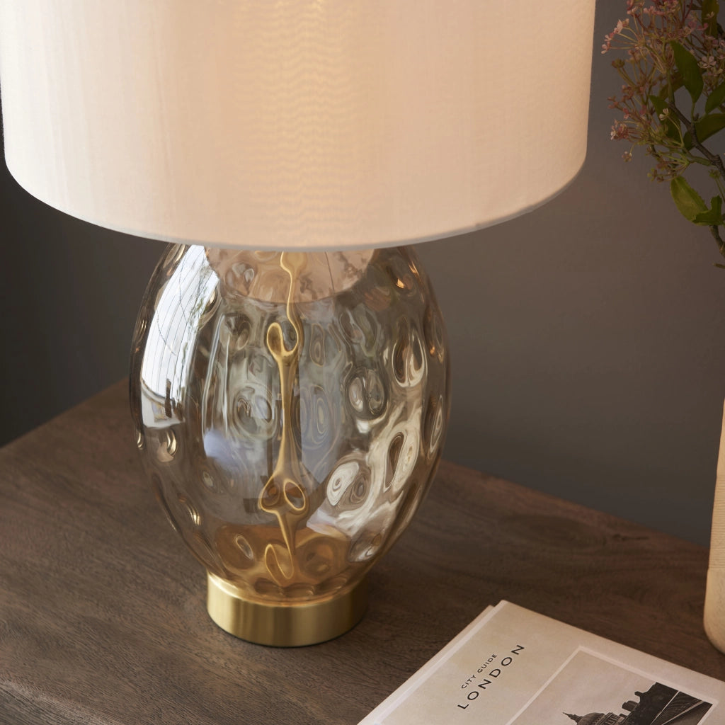 Lampada da tavolo Elin Dimple vetro ottone touch E27 Endon