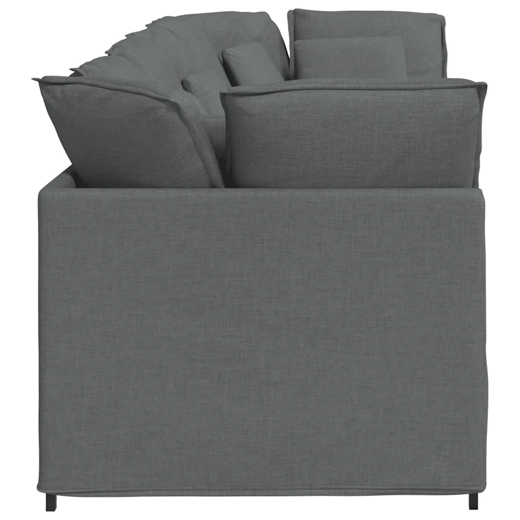 Divano Modulare con Cuscini in Tessuto Grigio Scuro 3321268