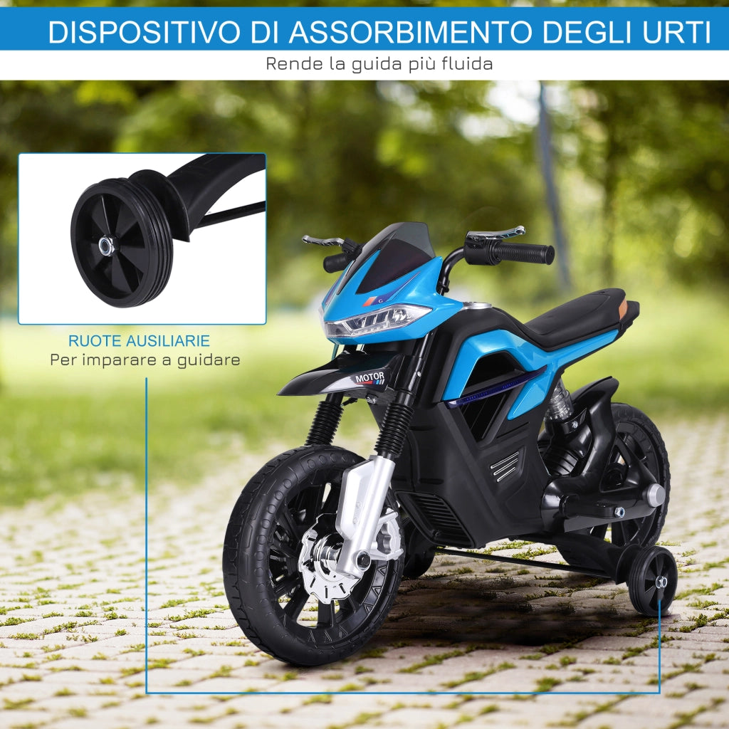 Moto Elettrica per Bambini ¨C zephmum ¨C Azzurro e Nero, PP e Metallo, 105x52.3x62.3 cm