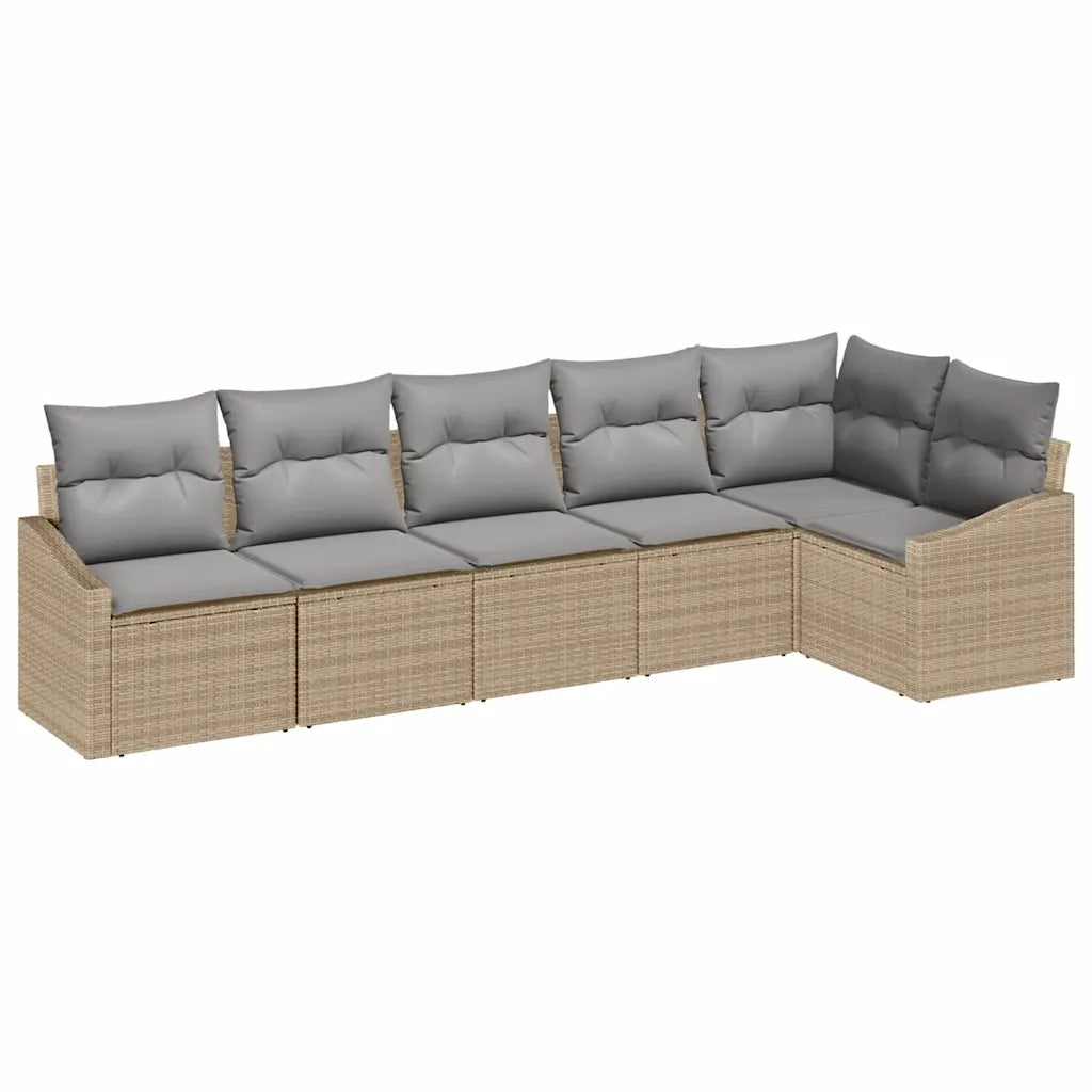 Set di divani con cuscino 6 pcs Beige polyrattan 3346740