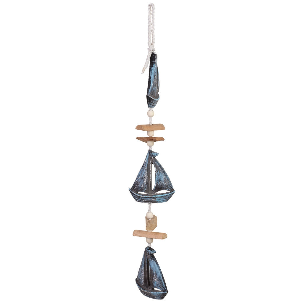 Campanello a vento decorativo in legno, blu, 8x2x50h cm