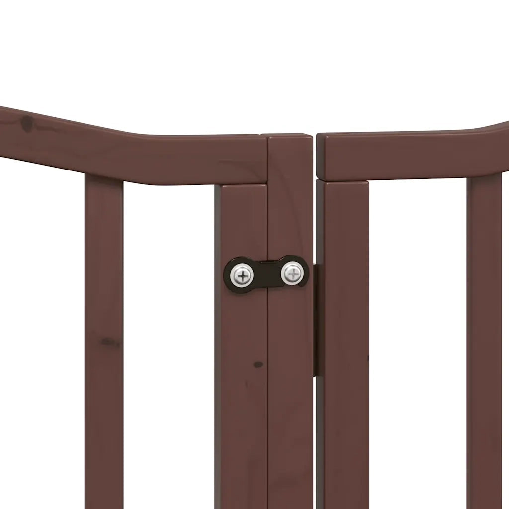 Cancello Cani Porta Pieghevole Marrone 9 Pannelli 450cm Pioppo 3155606