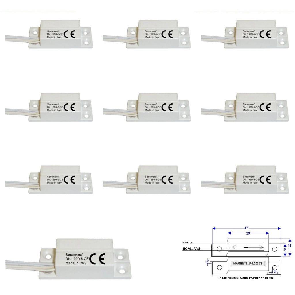 10 CONTATTI MAGNETICI NC A MATTONCINO DA ESTERNO Securvera ST-405XCMABTB