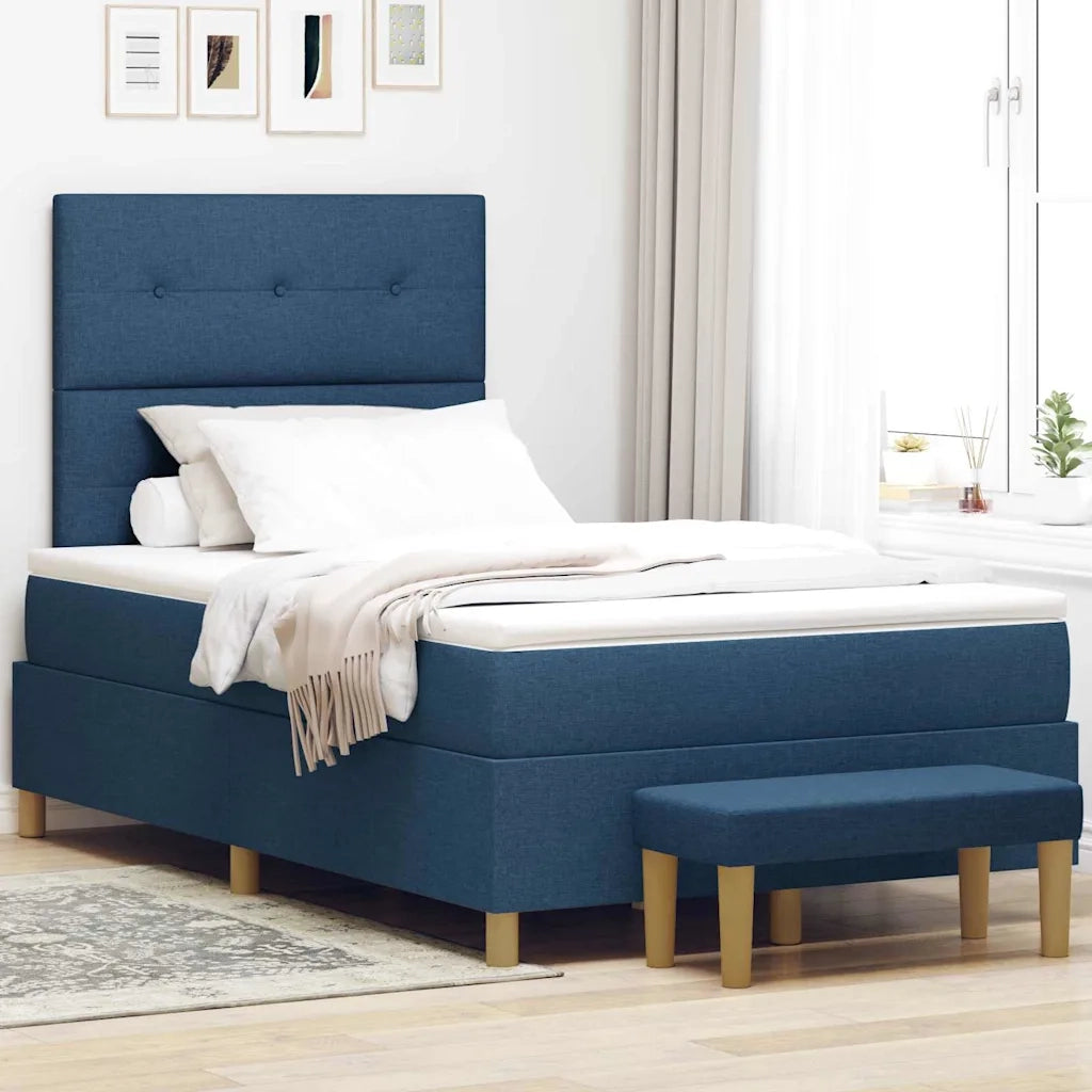 Letto a molle con materasso Blu 120 x 200 cm Tessuto