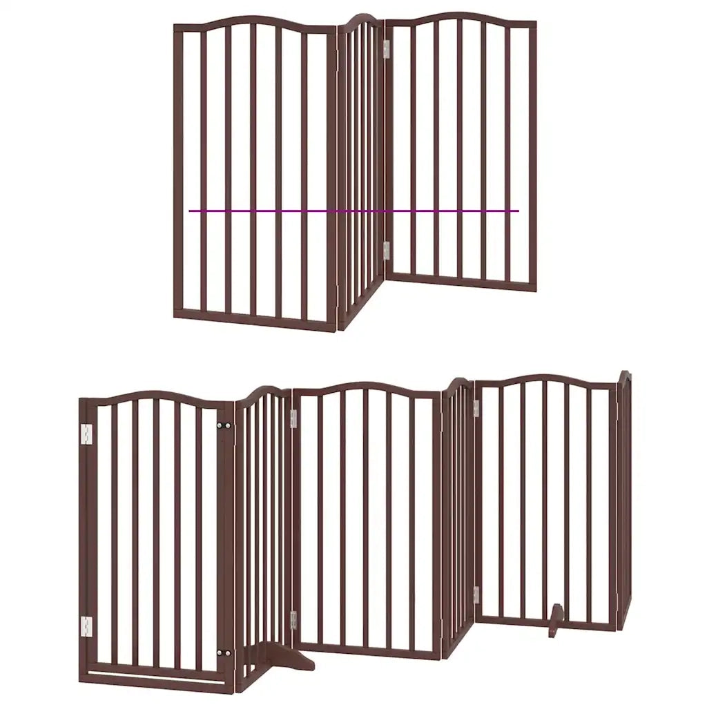 Cancello Cani Porta Pieghevole Marrone 9 Pannelli 450cm Pioppo 3155606