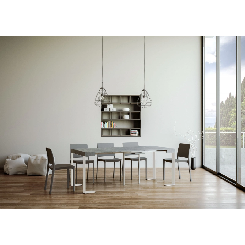 Consolle allungabile 90x40/196 cm Tecno Small telaio Bianco - Noce