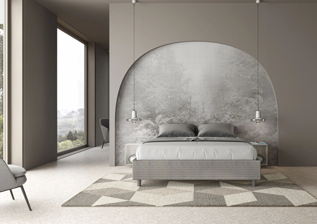 Letto Matrimoniale Sommier 160x200 cm con Rete Azelia Labirinto 02 Grigio