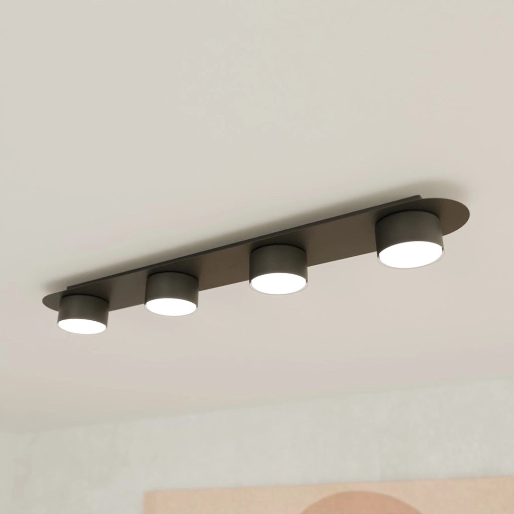 Plafoniera DIAZ loft nera lineare 4xGX53 12W Emibig