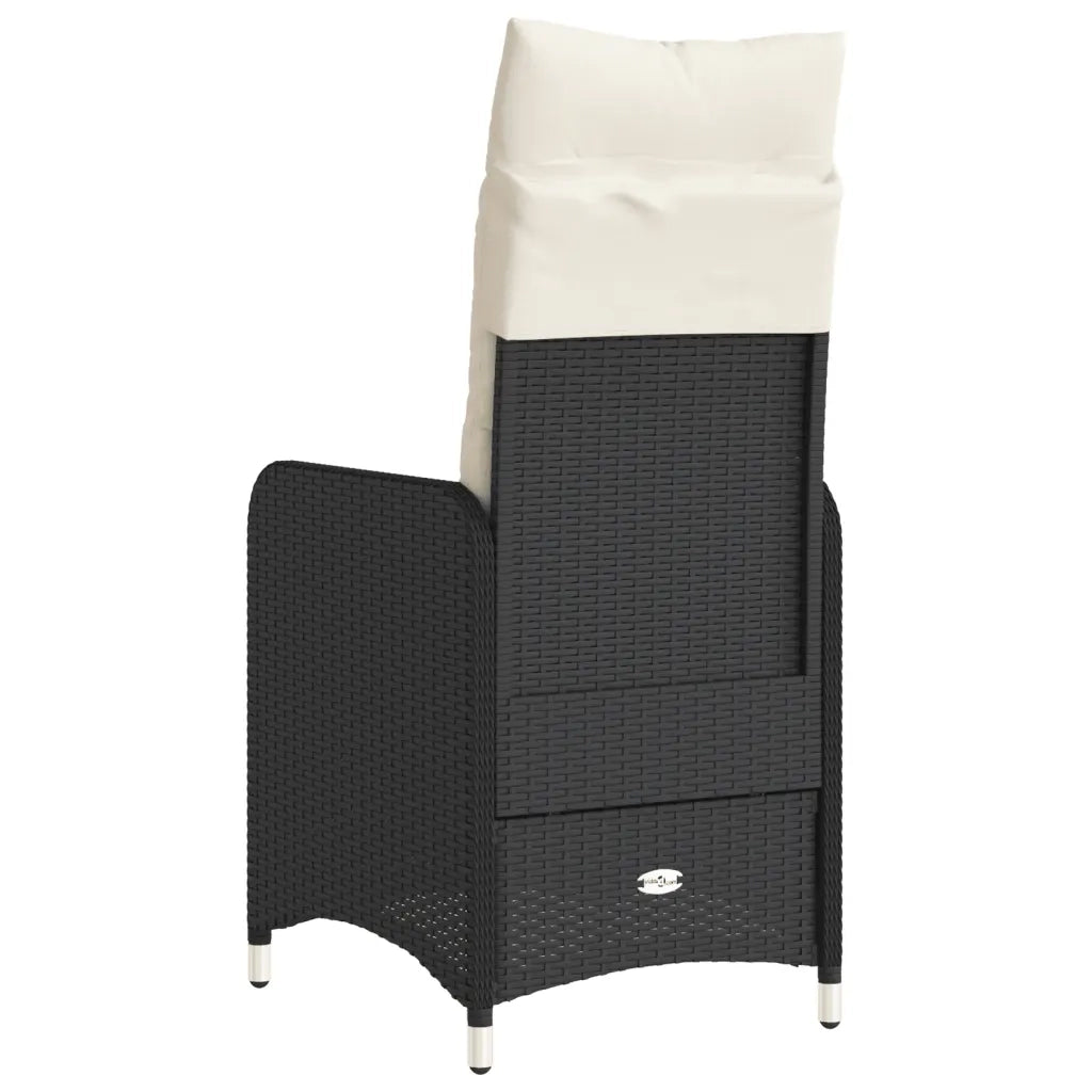 Sedia Reclinabile da Giardino con Cuscini Nera in Polyrattan 365680
