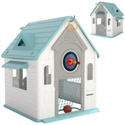 CASETTA PER BAMBINI 5 IN 1 IN PP MULTICOLORE CON PALLA DA BASKET, ANELLI E FRECCETTE, 132X118X124 CM