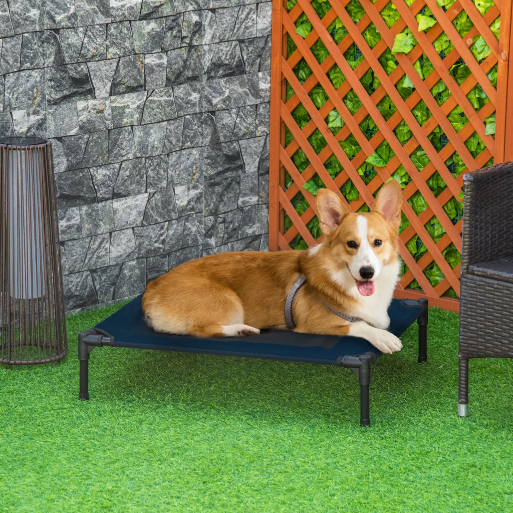 Letto per Cani ¨C Minimal ¨C Blu, Tessuto Oxford e Metallo, 76x61x18 cm