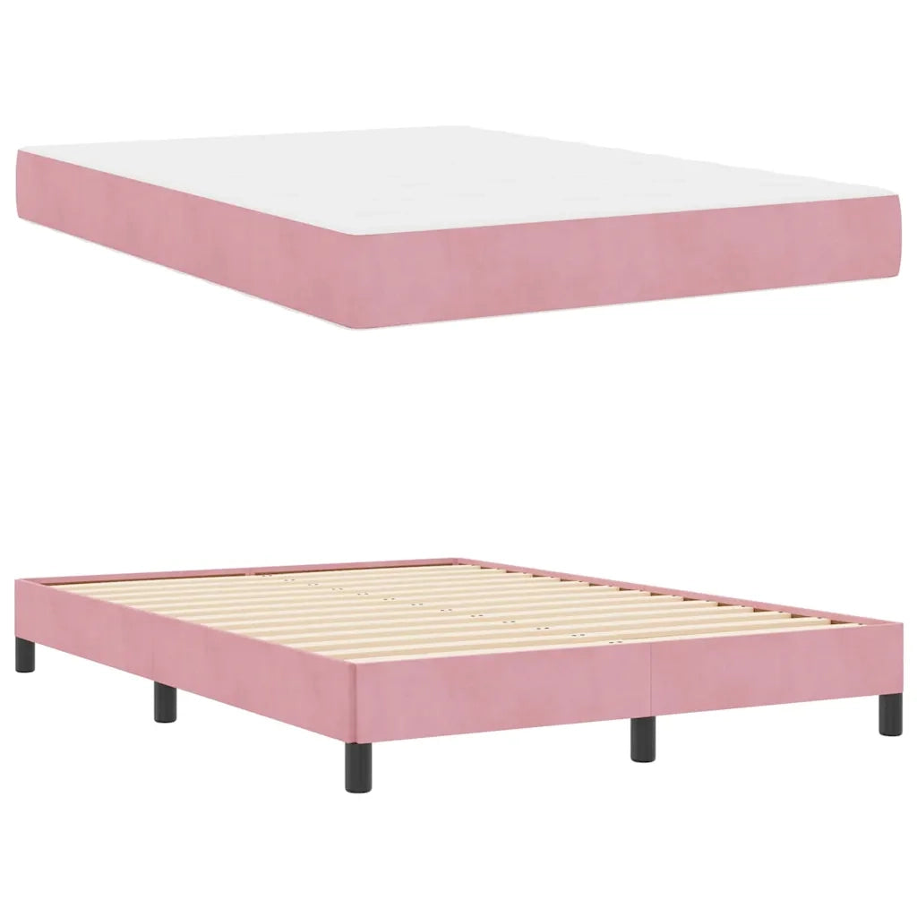 Letto a molle con materasso Rosa 160 x 220 cm Tessuto