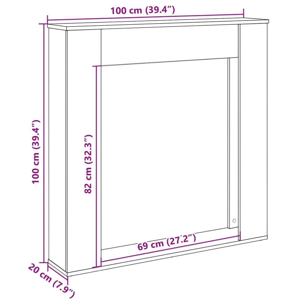 Cornice per Camino Grigio Sonoma 100x20x100 cm in Truciolato 854576