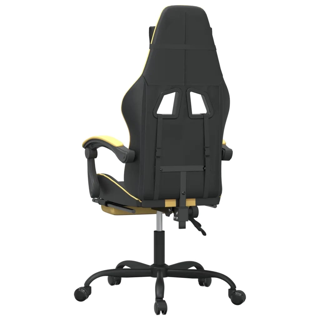 Sedia da Gaming Girevole con Poggiapiedi Nero e Oro Similpelle 349533