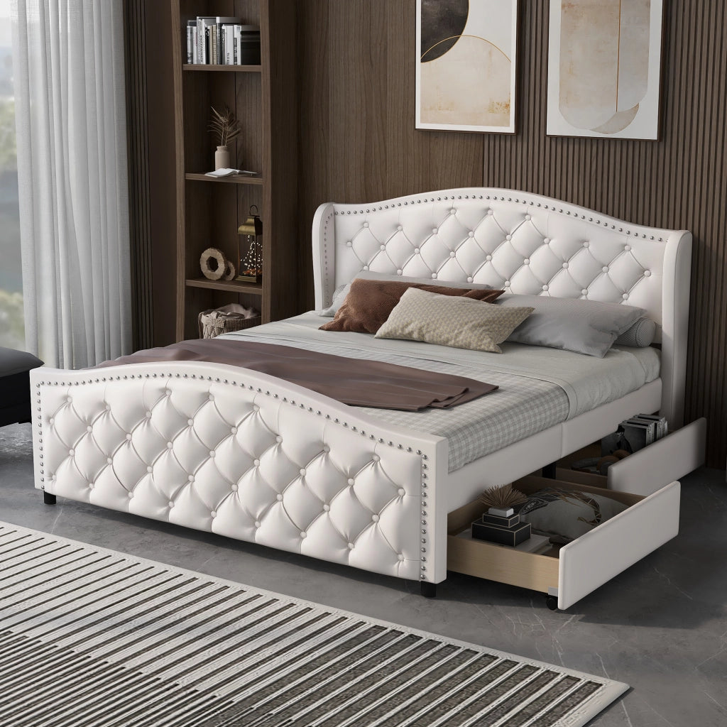 letto imbottito pu bianco 140 x 200 cm
