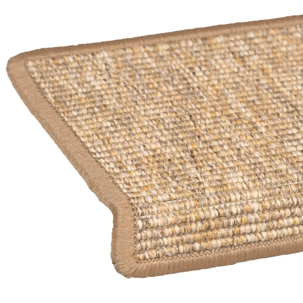 Tappetini per scale 15 pz 65x21x4 cm Marrone chiaro Bordo rettangolare 326910