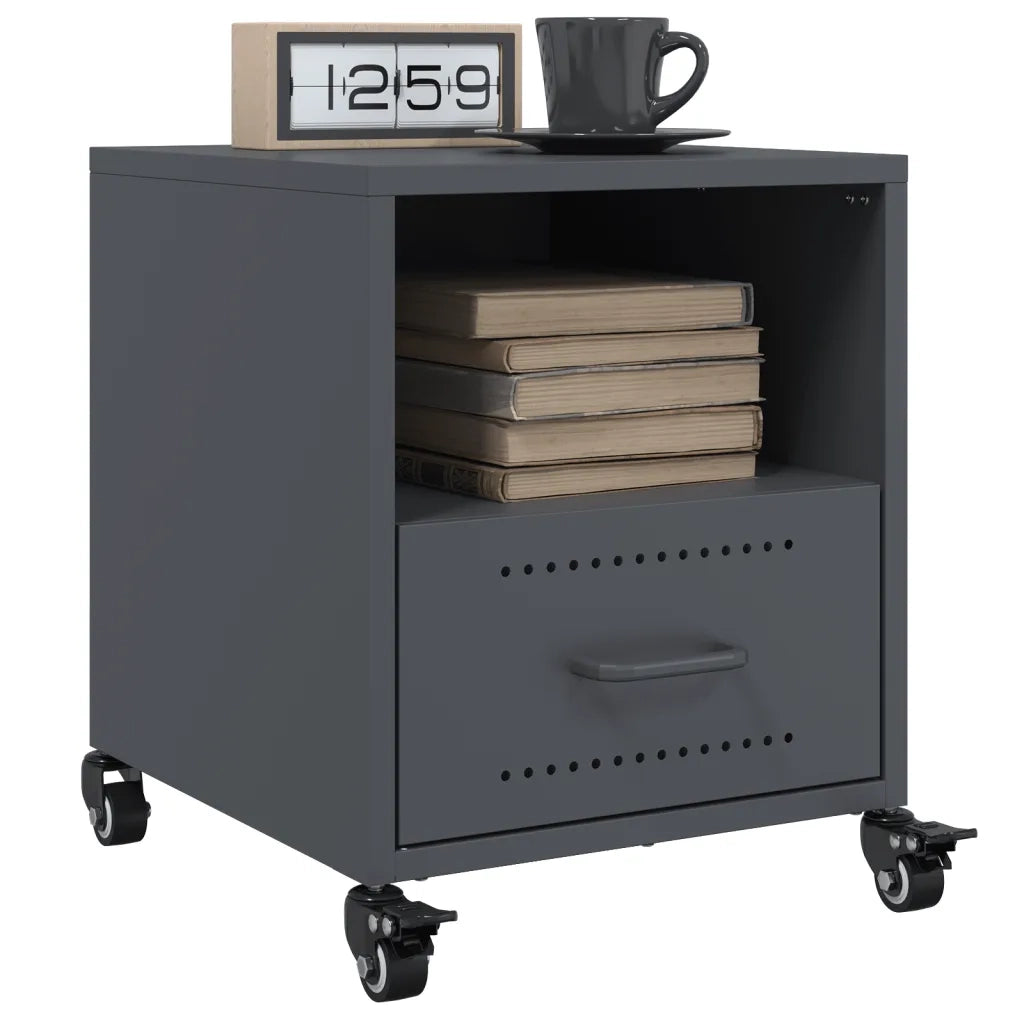 Comodino Antracite 36x39x43,5 cm in Acciaio 846708