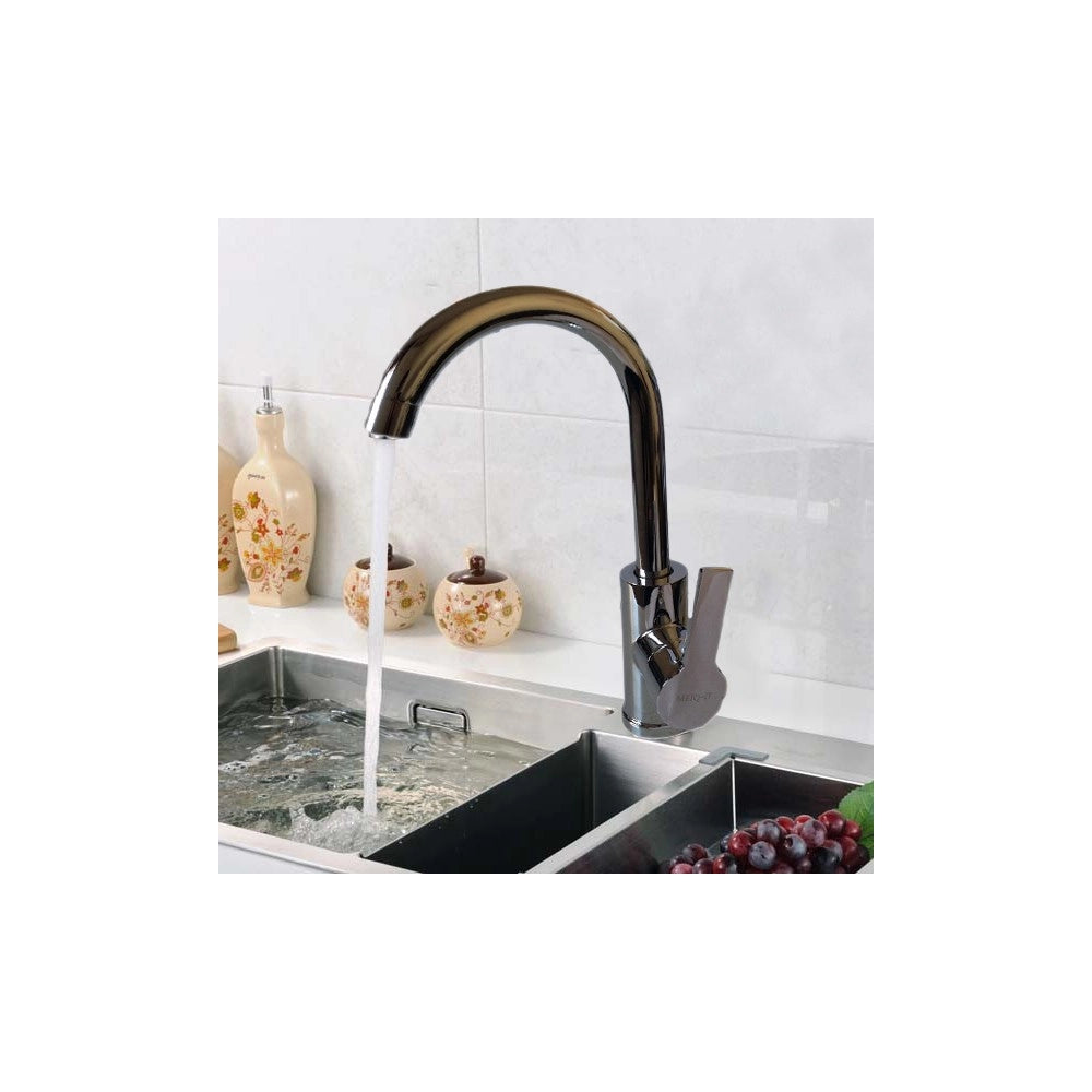 Trade Shop - Miscelatore Rubinetto Lavabo Lavello Cucina Acciaio Cromato Monocomando -