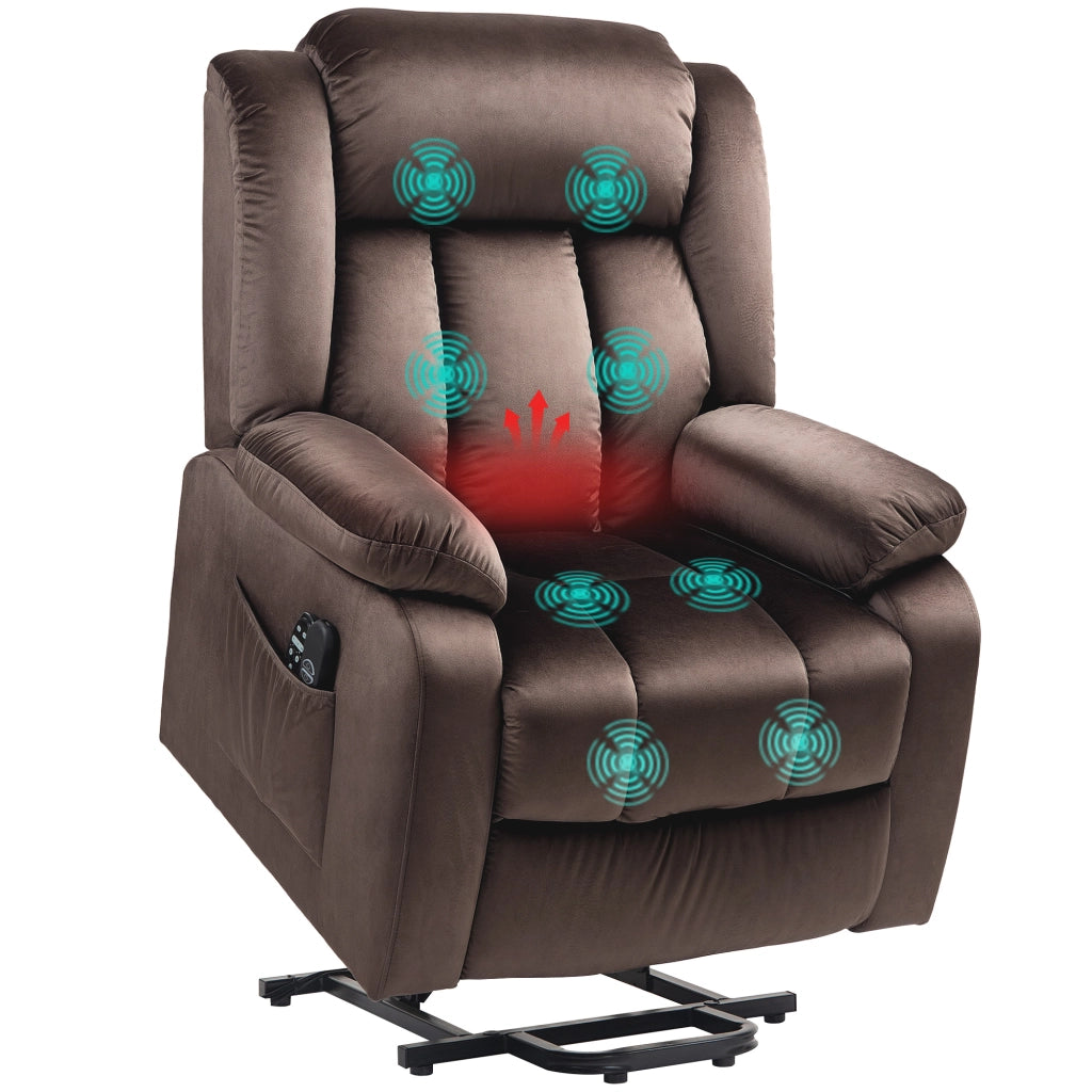 Poltrona Relax Alzapersona Massaggiante con Riscaldamento Lombare e Telecomando ¨C Xylo ¨C Marrone