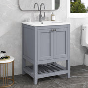 Mobile bagno con lavabo in ceramica 61 cm grigio e bianco