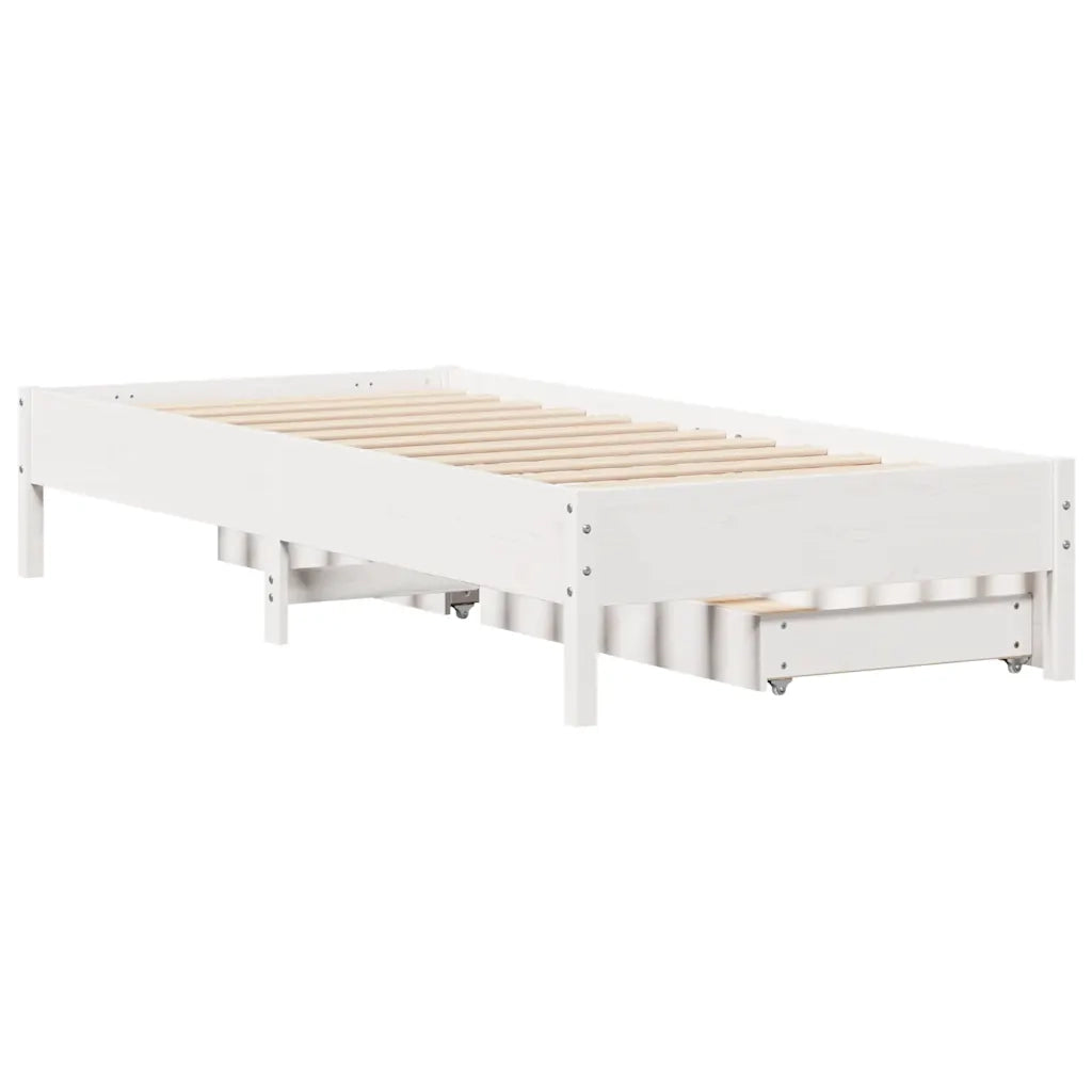 Letto senza Materasso-Struttura Letto Bianco 90x190 cm in Legno Massello Pino 721353