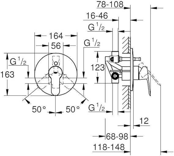 GROHE BAUEDGE MISCELATORE INCASSO DOCCIA C/DEVIAT- 1,0 pz
