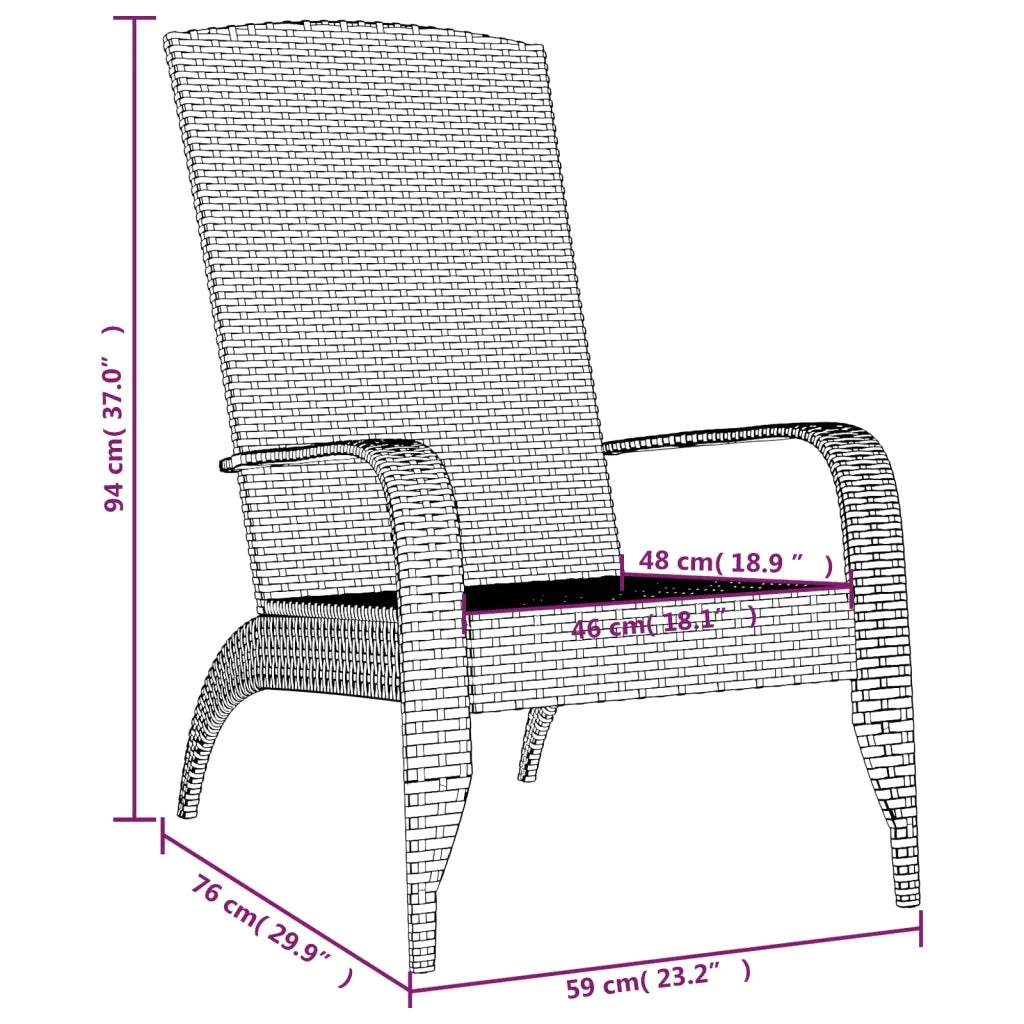 Sedia da giardino Adirondack grigia in polyrattan 319695