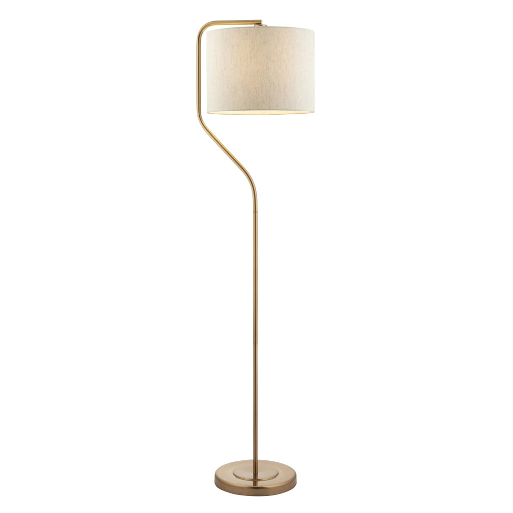 Lampada da terra ottone con paralume lino E27 Endon