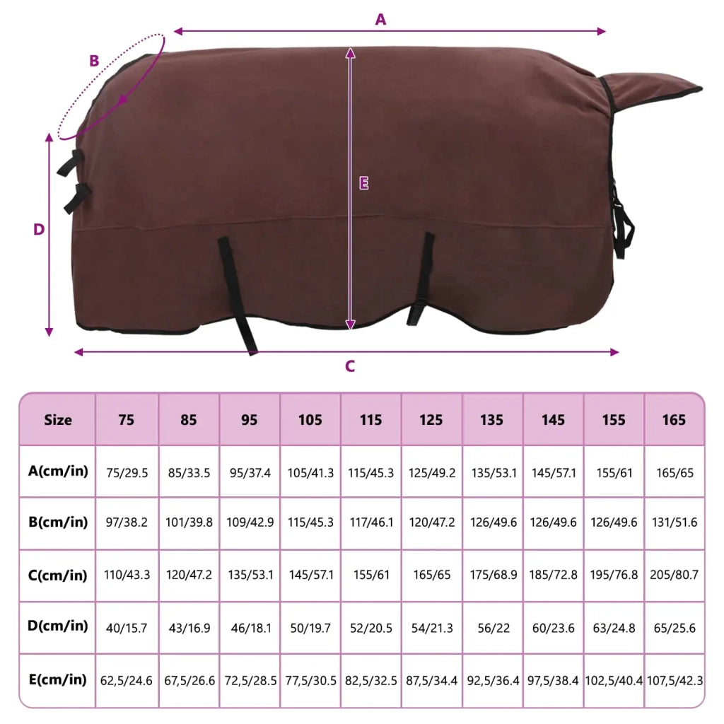 Coperta per Cavalli Marrone Scuro Completo 135 cm Poliestere 42013203