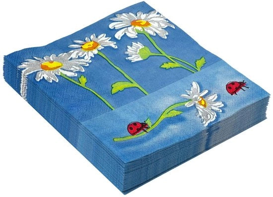 Serviette da Tè Vintage 40 Pezzi - Decorazione per Tavola - 33 x 33 cm - Serviette da Cocktail da Un Tempo - Fazzoletti da Tavola con Disegno di Fiori Retro