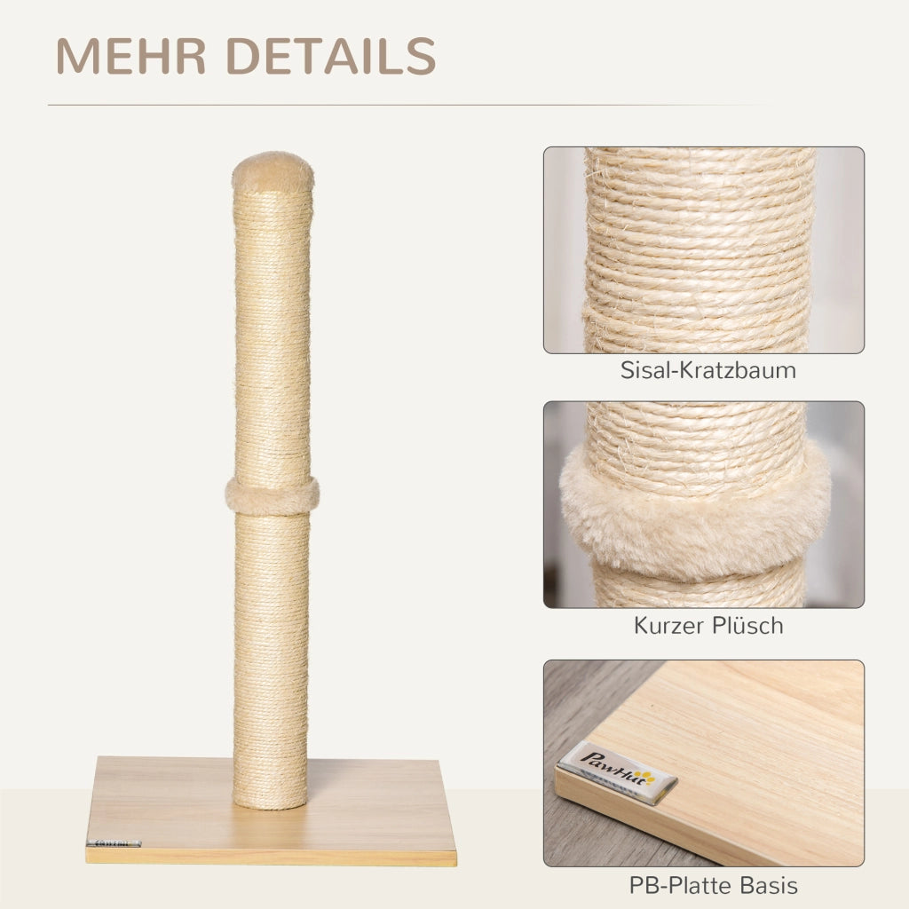 Albero tiragraffi per gatti con sisal ¨C Minimal ¨C Beige e quercia 60 cm