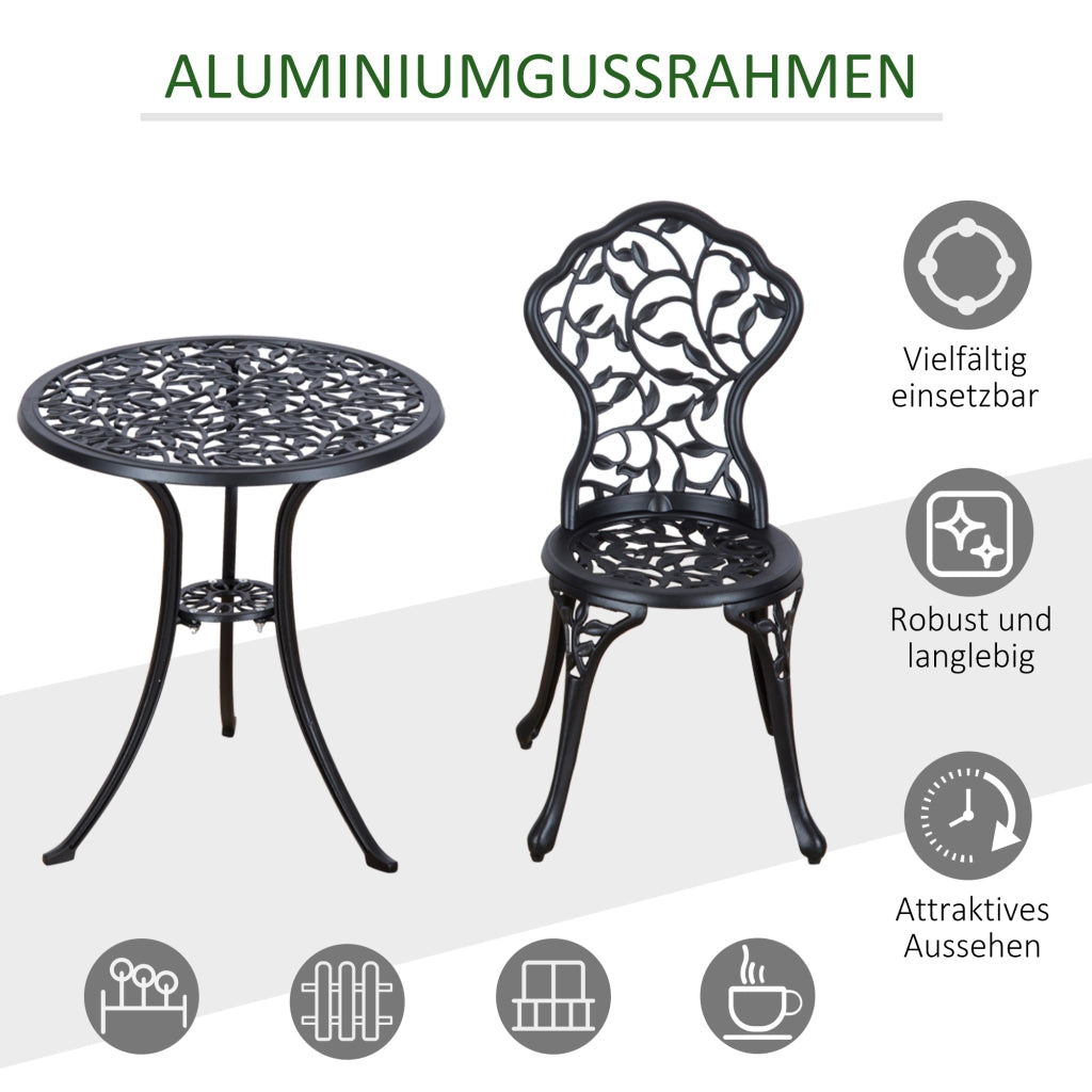 Set tavolino da caff¨¨ con 2 sedie per balcone ¨C Minimal ¨C nero
