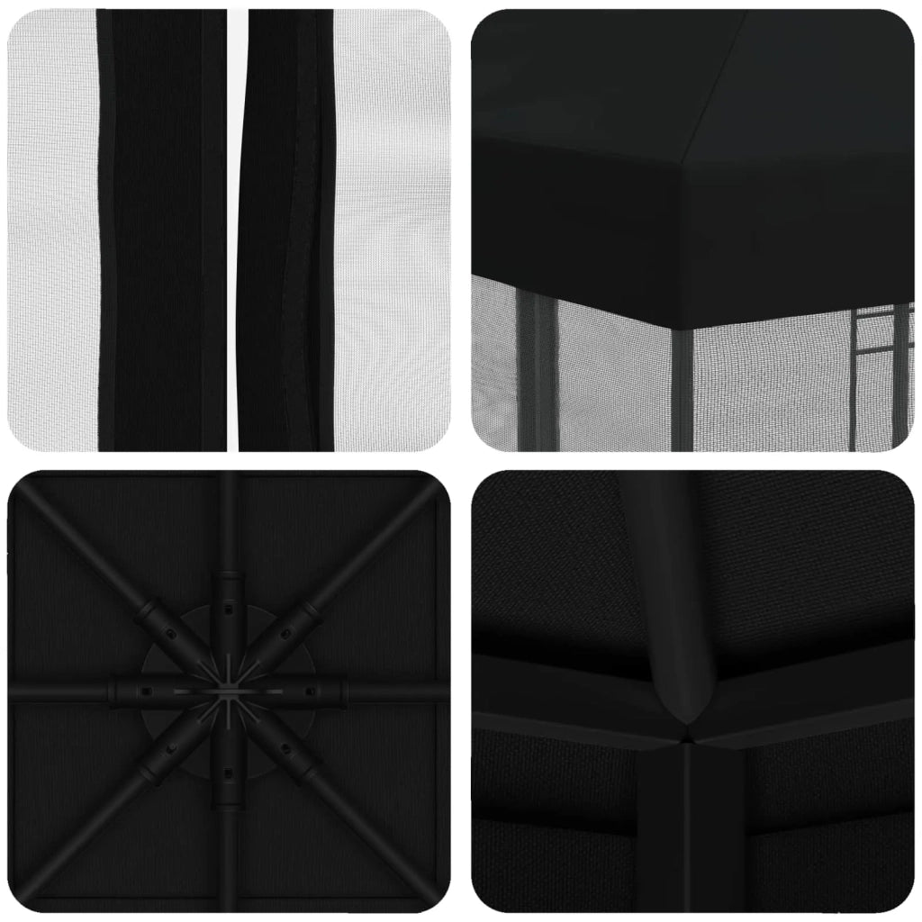 Gazebo da giardino con pareti laterali 3 x 3 m Nero 900346