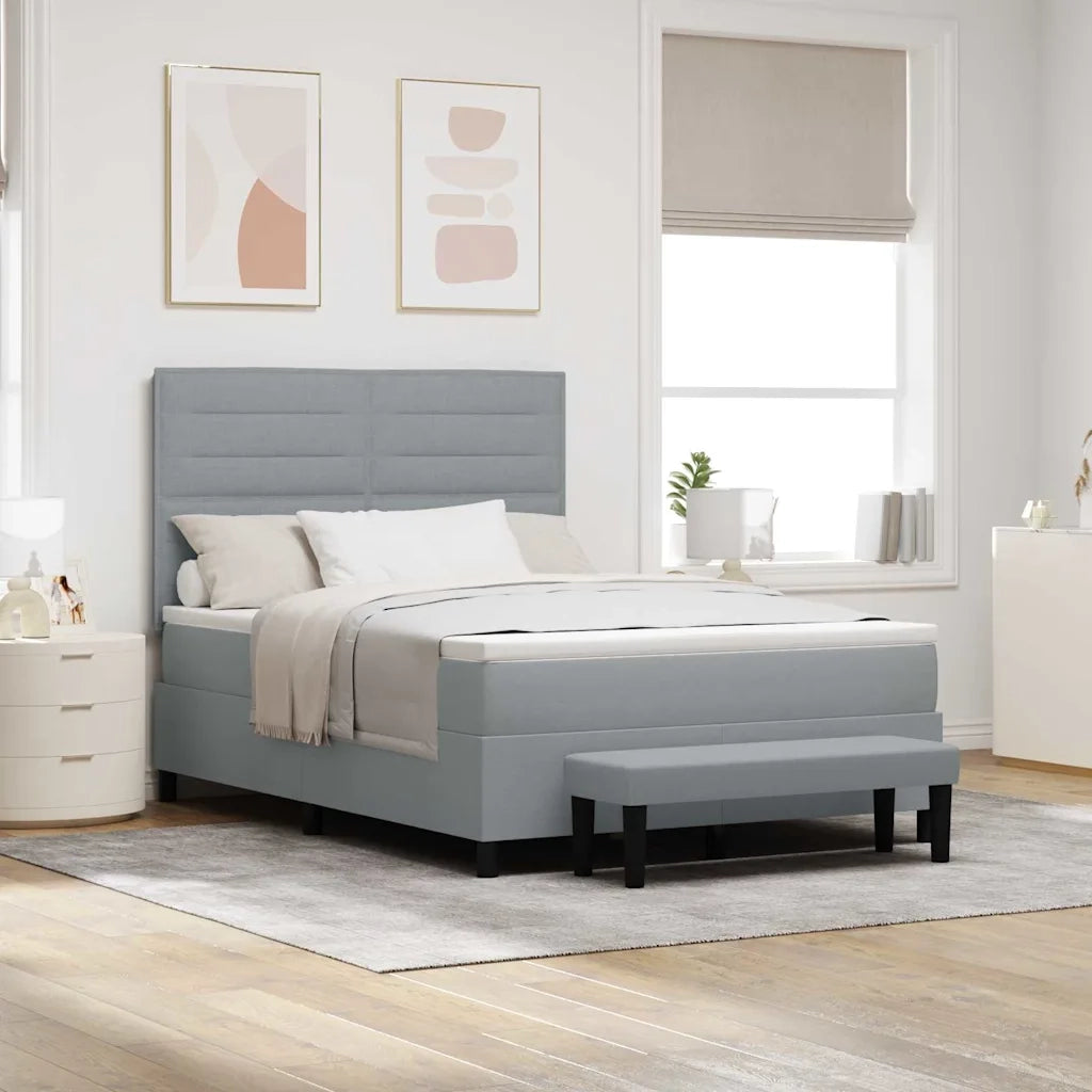 Letto a molle con materasso Grigio chiaro 140 x 200 cm Tessuto